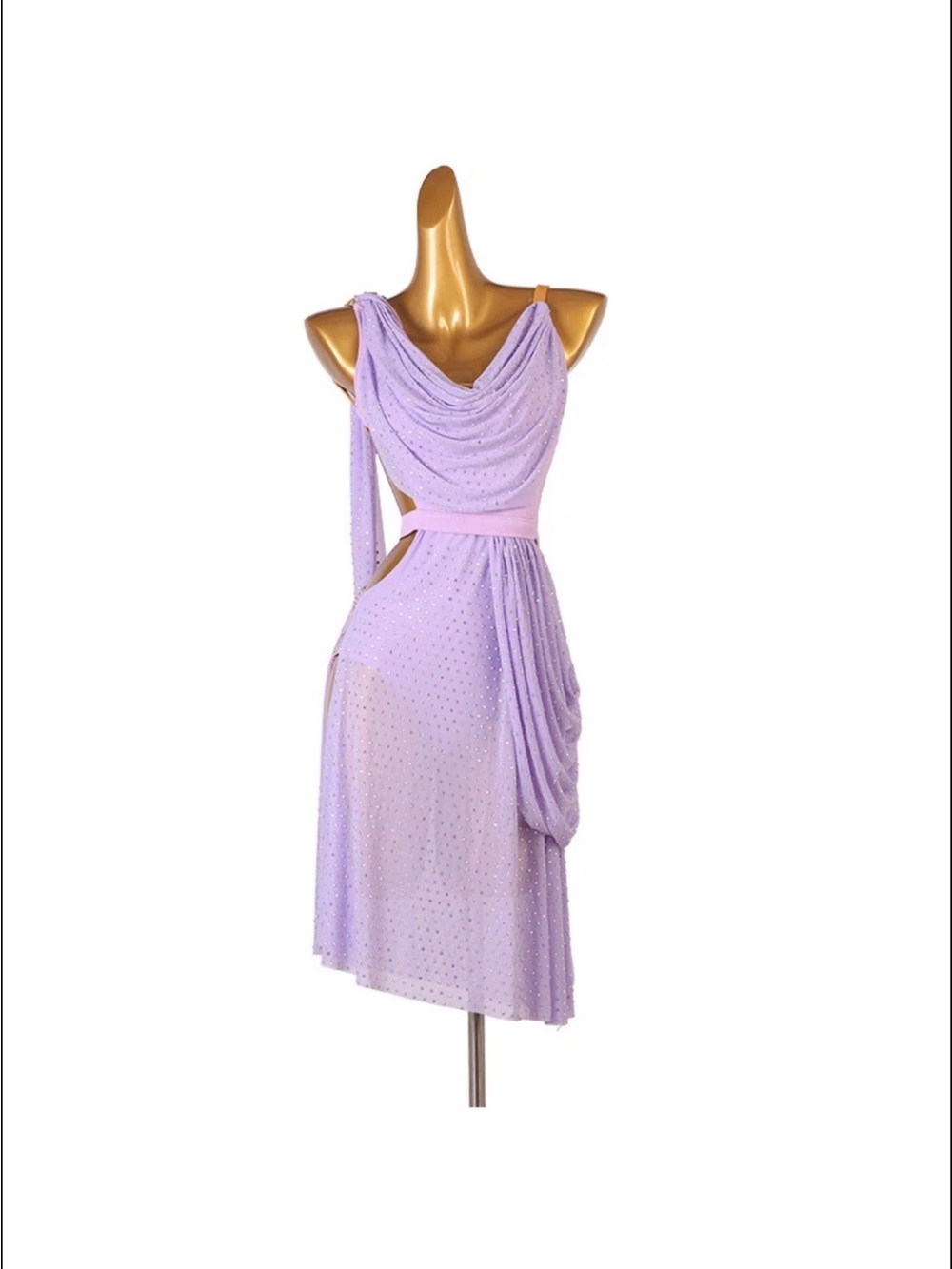 Lavender Draped Evening Dress - Women